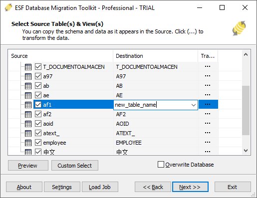 screenshot of ESF Database Migration Toolkit